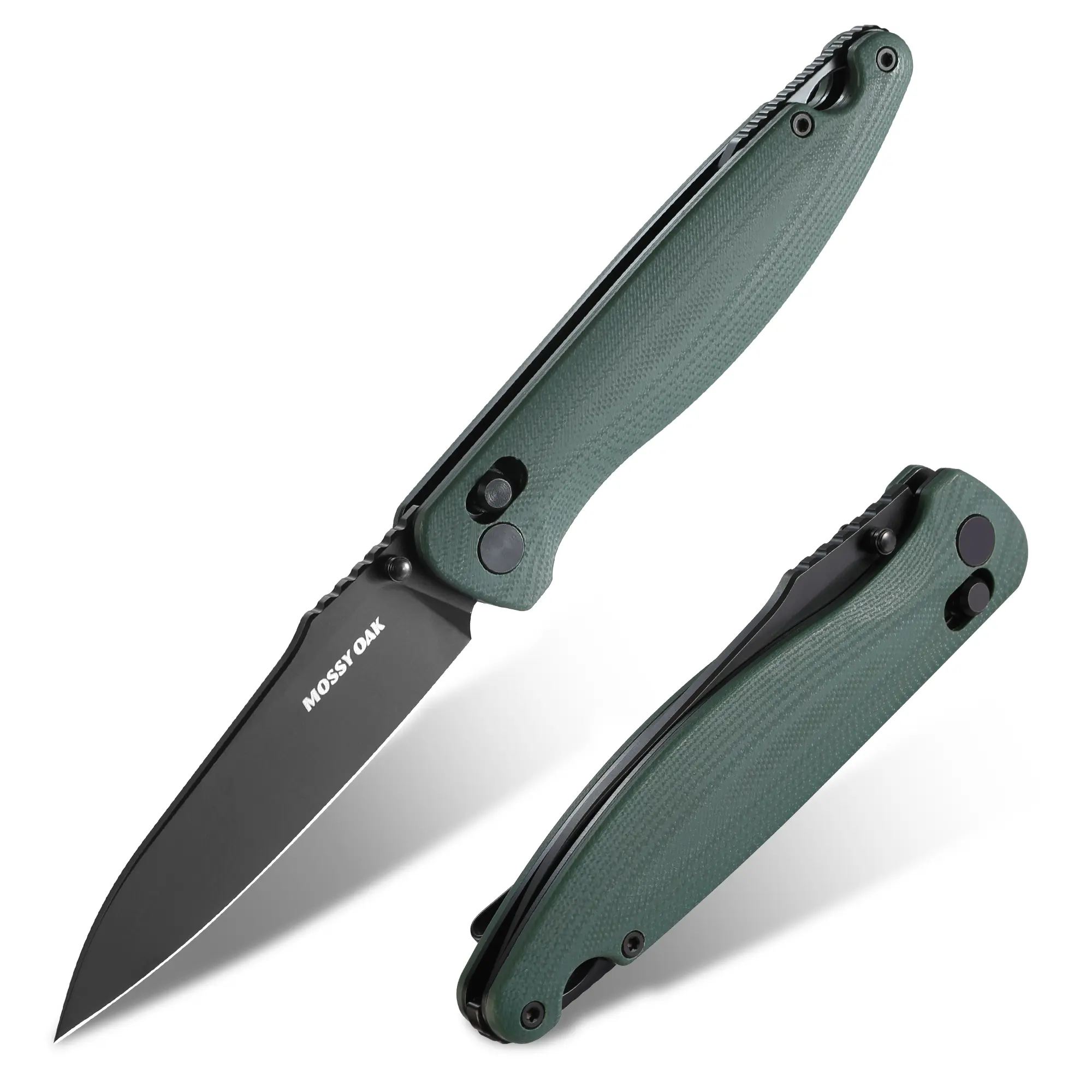 #fathersdaygift MOSSY OAK Folding Pocket Knife, 3.54" D2 Steel Blade with G10 Handle, EDC Folding Knife with Pocket Clip, Suitable for Camping, Tactical, Survival, Hiking and Hunting