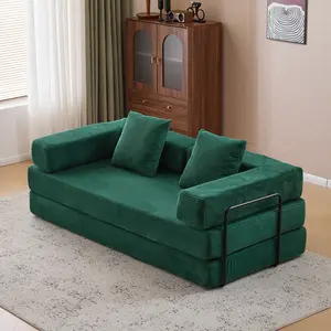 76.77" Convertible Sleeper Sofa Bed with Cylindrical Pillow Corduroy Folding Mattress Couch Fixed-Shape Frame Modular Compressible Living Room Sofa Set Vintage Suede Comfortable Lounge Chair Lazy Sofa Bean Bag Bedroom Sleeper Modern Cloud Loveseat