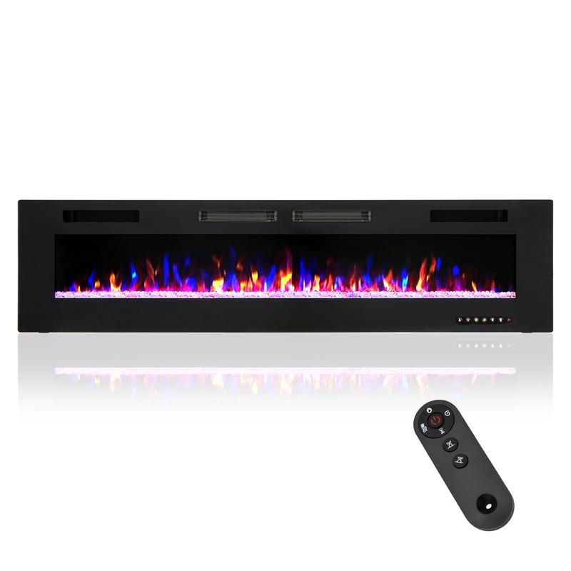 PHI VILLA 72" Electric Fireplace Wall Mounted & Recessed 750/1500W with Remote Control, 1-8 Hour Timer Function, Ultra-Thin Design Fan Hot Home Appliance Heater Flame Household Heating Fall Deals For You