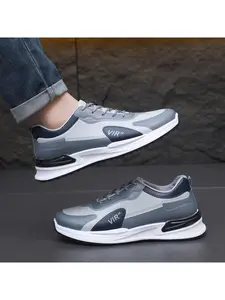 Men's casual sports shoes with breathable and comfortable mesh and splicing design, thick sole for lightweight support, multiple colors to choose from, suitable for daily commuting, outdoor leisure, running, fitness, hiking and other sports scenes