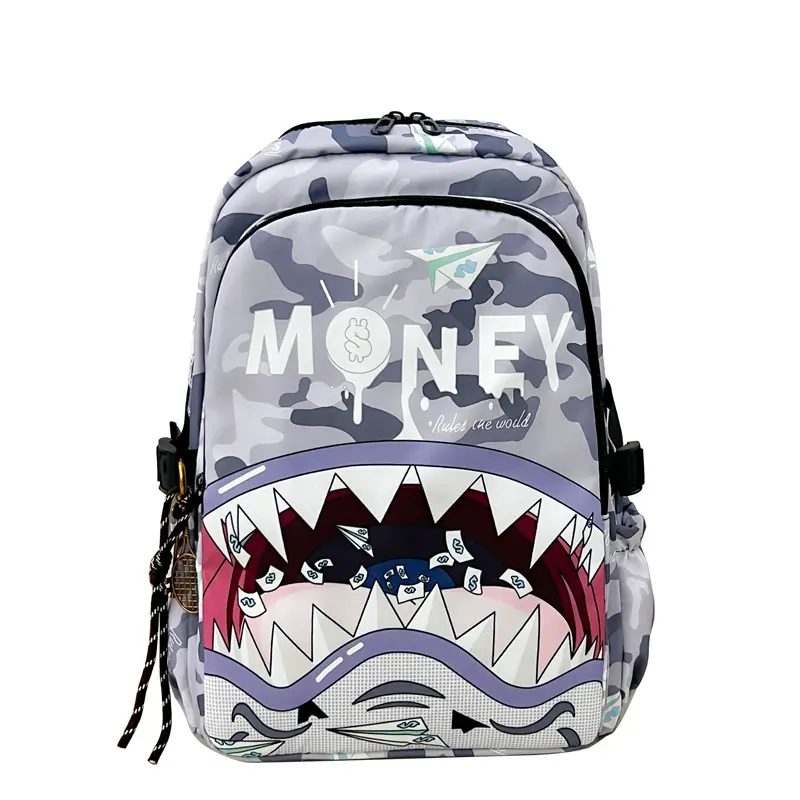 Shark Pattern Sprayground Backpack Versatile School and Work Bag for Daily Commuting