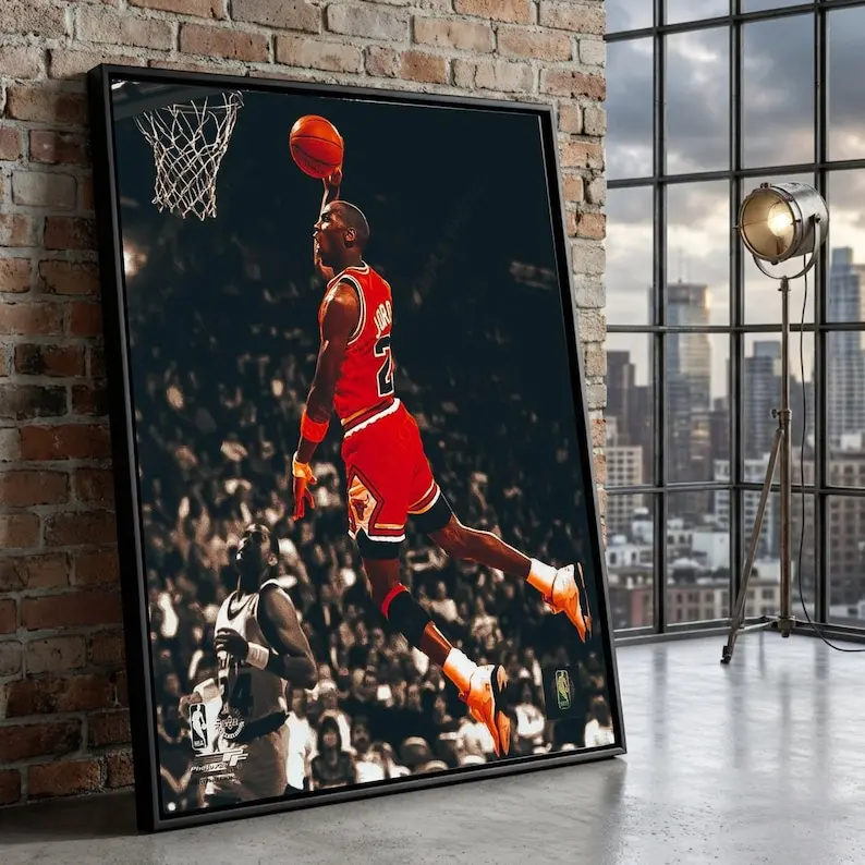 [Unframed] Michael Jordan Slam Dunk, Chicago Bulls, Sports Legend
