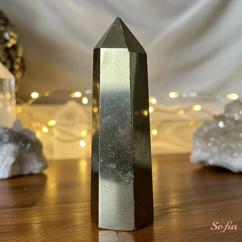 Natural Pyrite Crystal Tower Single Point Wand Gray Pyrite Crystal Obelisk Mineral Specimen Home Desk Decoration Christmas Gift