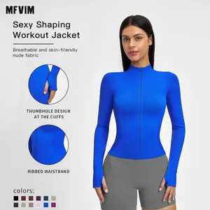 MFVIM Women’s Sporty Sports Outerwear Fitness Jacket - Stand Collar, Zip-Up, Long Sleeve, Slim Fit Outdoor Clothing with Sweat-Wicking, Breathable, Quick-Dry Fabric for Workout, Running, Yoga