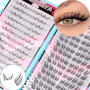 GROINNEYA 13 Rows Fairy Individual Lashes 2 Styles Volume Mixed Tray 3D Spiky Effect Lashes Clusters Luxurious Wispy Cluster Lahses Upper Eyelashes And Lower Clear Band Lashes Faux Mink Eyelashes Book To DIY,Create Unique Makeup,Perfect For Any Occasion