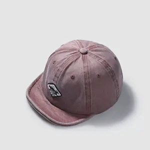 A Basic Stylish Baseball Cap for Men, Featuring a Japanese Workwear Retro Washed Look with a Short Brim, Suitable for Hip-Hop Street Fashion, Including a Flat-Brimmed Trucker Hat.