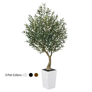 VeriNatural 5/6FT Artificial Olive Tree UV Resistant with White Taper Planter for Indoor & Outdoor（VN137）