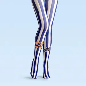 Viken Plan College Print Tights Fun art Pantyhose/Tights [Youngster Mariners]