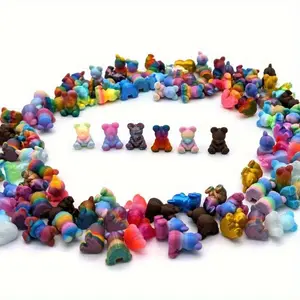 104 Miniature 3D-Printed Bear Statues - Plastic Cute Cartoon-Style Collectibles for Holiday Gifts Birthday Ornaments Car Decorations Home Decor