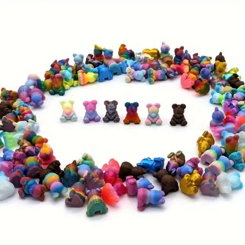 104 Miniature 3D-Printed Bear Statues - Plastic Cute Cartoon-Style Collectibles for Holiday Gifts Birthday Ornaments Car Decorations Home Decor summerwins