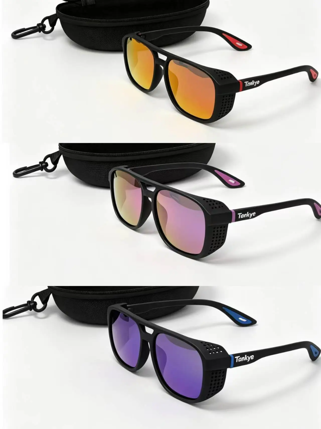 New trendy 3pcs,Retro Polarized Sunglasses for Men and Women - Vintage Lightweight Steampunk Gothic Goggles with UV400 Protection for Cycling, Outdoor Recreation