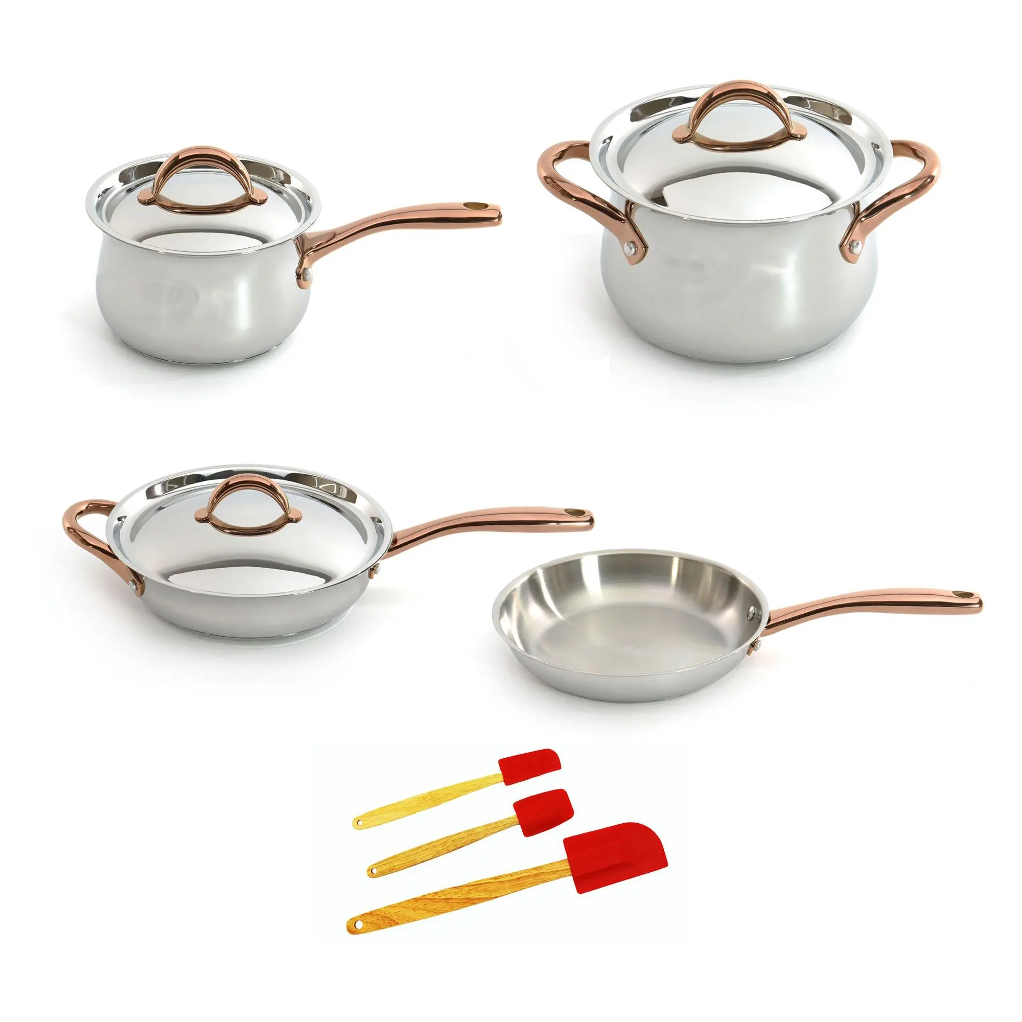 BergHOFF Ouro Gold 10Pc 18/10 SS Cook Set, RoseGold Handles
