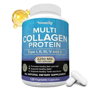 Soomiig Multi Collagen Protein Complex Health Supplement,Support Hair, Skin, Nails, Teeth & Joint health,120 Capsules