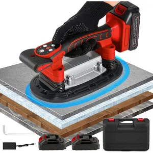Tile Vibration Tool 250mm Suction Cup 882lbs/400kg Adsorption Handheld Tile Installation Leveling Machine Tile Vibrator Tool for Tiling Leveling Laying Max.28000r/Min 9 Speeds (Red)