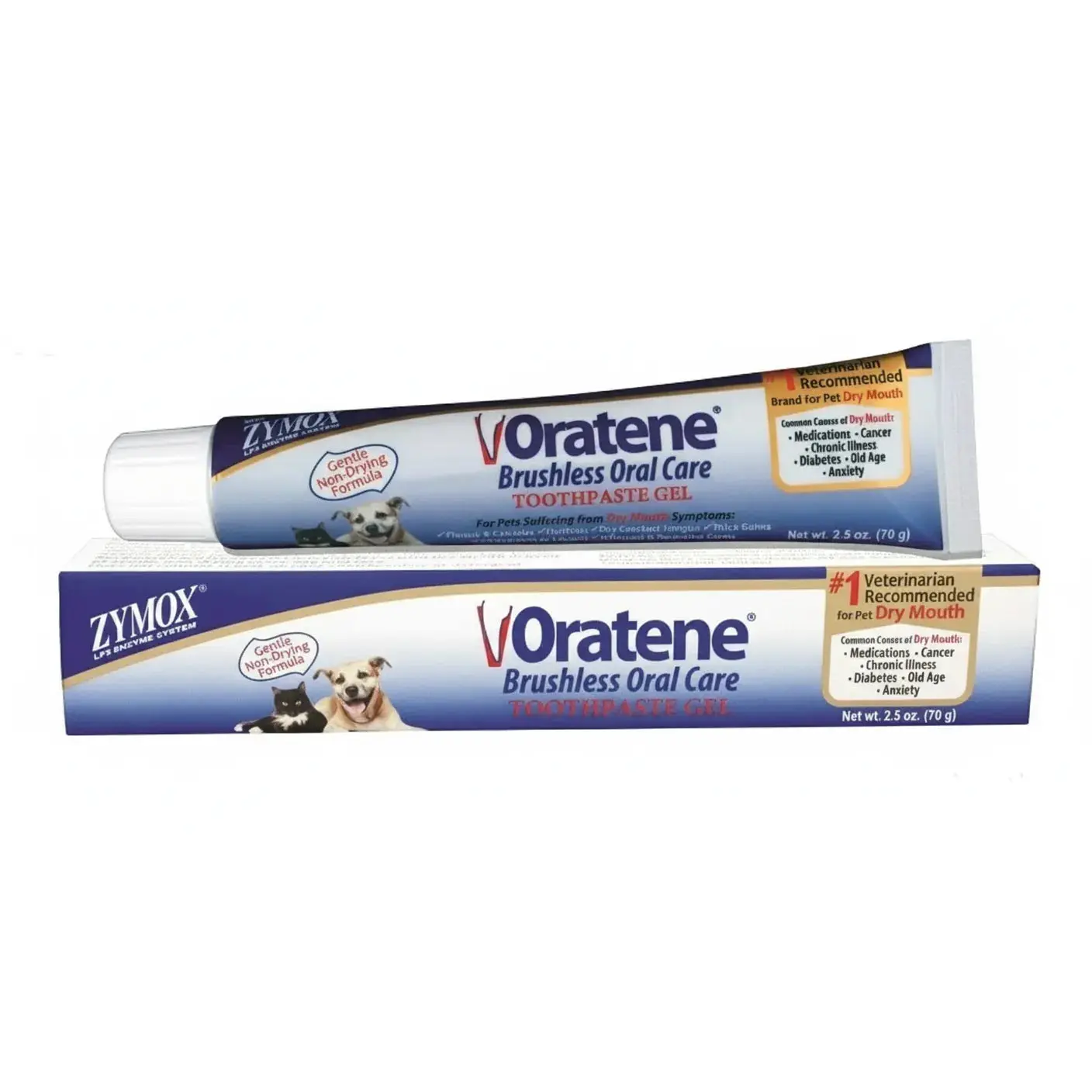 Zymox Oratene Brushless Oral Gel Toothpaste for Dogs, Plaque & Bad Breath Relief - 2.5 oz Tube