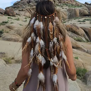 Simulation Feather Headwear-Tribal Feather Headband, Festival Goddess Headwear, Bohemian Headwear Boho Hairpiece