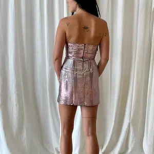 Metallic Strapless Mini Dress