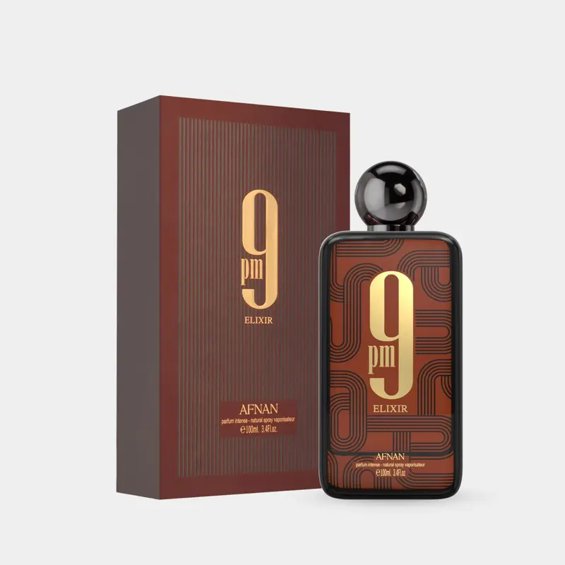 Afnan 9 PM Elixir Extrait de Parfum 100ML Unisex - Captivating Warm & Spiced Fragrance with Nutmeg & Vanilla Notes
