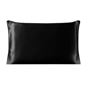 Unique Bargains 100% Charmeuse Pure Silk Pillowcase for Hair and Skin, 350TC 19 Momme (1-Piece) Silk Pillow Case, Soft and Breathable Black Silk Pillowcase Queen (20x30inch)
