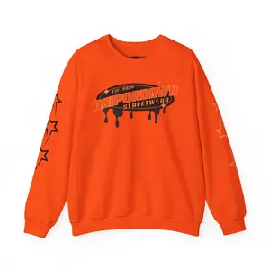 DripOrDrwn Sweater, Orange Graphite Heather Designer Quality Heavy Blend Crewneck Sweatshirt, Comfy, Unisex, Stylish Pullover, Hip Menswear Long Sleeve
