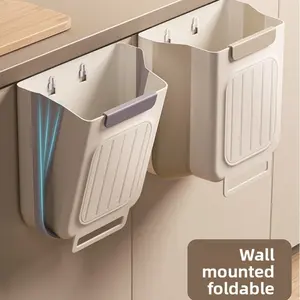 Wall-Mounted Foldable Kitchen Trash Can Household Waste Cabinet Door Storage Bin Bathroom Toilet Paper Basket bat cave trash cans hoa garbage