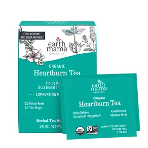 Earth Mama Organic Heartburn Tea – USDA Organic Herbal Tea with Marshmallow Root & Chamomile – Caffeine-Free – 16 Tea Bags