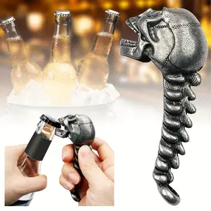 Skull-Shaped Beer Opener Keychain, Stainless Steel, Essential Bartender Accessory, Compact Kitchen Tool, Perfect Themed Gift & Holiday Decoration