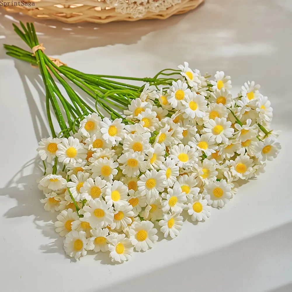 30PCS Decorative Fake Flower Artificial Daisies-Chamomile Stems, Mini Wildflower DIY Bouquets for Table Centerpieces, Wedding Decor Bag Charm Accessory, Artificial Daisies Flowers, 30Pcs Small Daisy Artificial Flower
