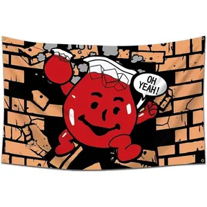 Tapestry  Kool Aid Man Meme Funny Flag 40x60 inch Cool Flags Banner For Man Cave Bedroom Frat College Dorm Room Decor Home Decoration Party Decorating