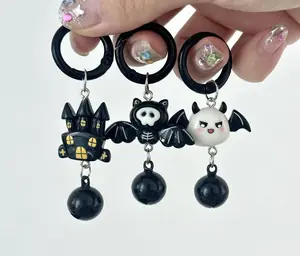 Halloween Acrylic Ghost Bat Keychain Pendant Spooky Bootiful Ghost Keychain Ornament