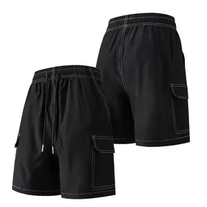Menswear Contrast-Stitching Cargo Shorts with Functional Cargo Pockets for Casual Outings, Everyday Wear