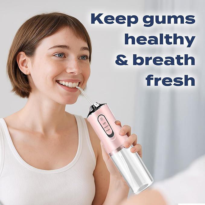 Portable Oral Irrigator 3 Modes Water Flosser for Teeth & Gum Care  IPX7 Waterproof Rechargeable Dental Cleaner with 220ML Detachable Tank  360° Rotatable Nozzles for Braces