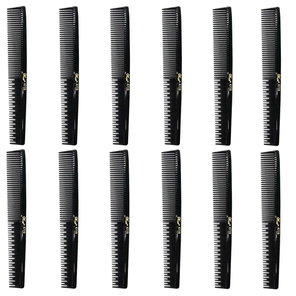 Krest 7" Styler Teaser Comb #4710, Black Hair Care Tool - 12ct