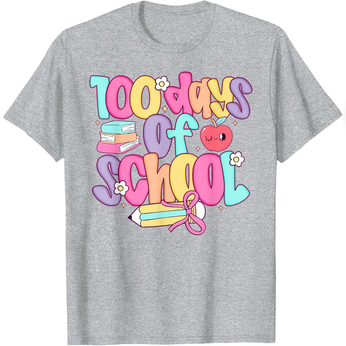 100 Days Of School For Girls Pink Coquette Bow Smarter T-Shirt Comfy Everyday T-Shirt