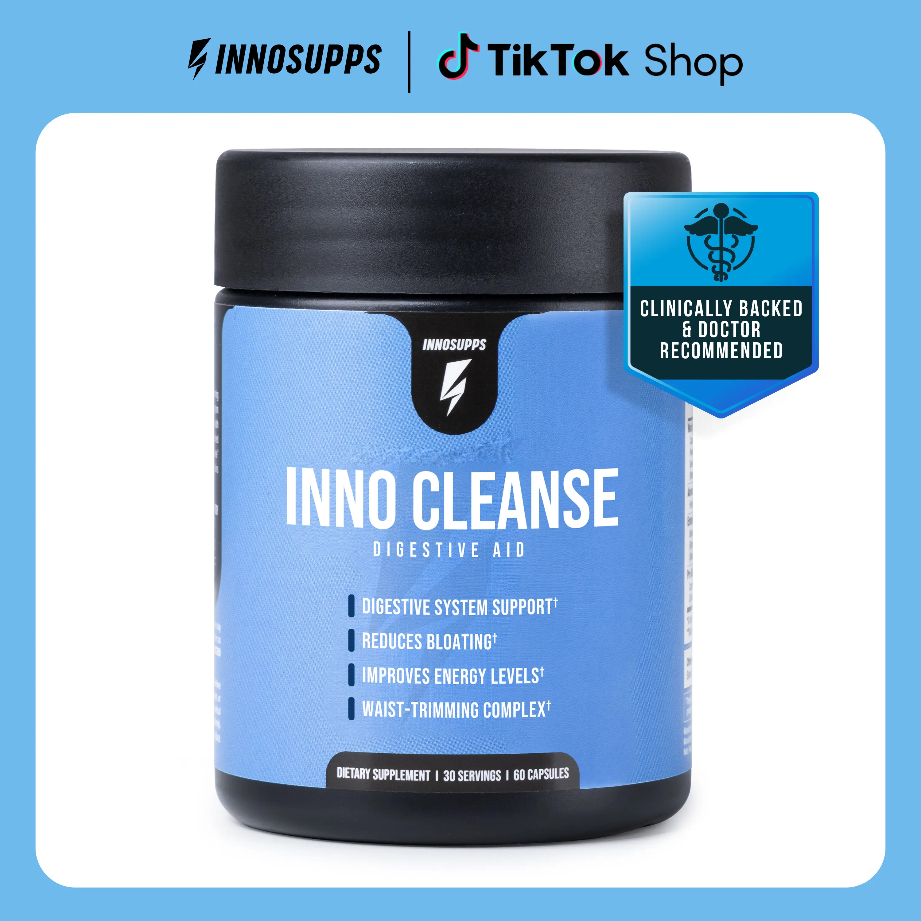 Inno Cleanse by Inno Supps - 14-Day Gut Cleanse Formula, Gluten Free, 2-Cap Daily Dose, Natural Ingredients, Gentle Detox, Gut Support, USA-Manufactured Wellness Supplement