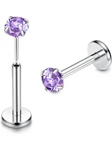 G23 Titanium Labret Studs 16G Threadless Push in Lip Piercing CZ Stud Piercing Jewellery for Tragus/Nose/Helix/Conch/Medusa/Lip/Labret - Helix Tragus Cartilage Earring for Women Men (2Pcs)