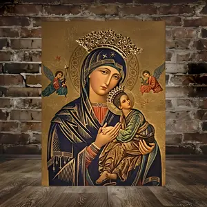 2D Flat, 2D Flat • 1pc Frameless Painting Featuring a Russian Orthodox Icon on Canvas Art, Poster - Our Eternal Help for Women • Modern Wall Art Decoration for Home • Suitable for Living Room, Bedroom, Office, Restaurant, Bar Wall Decor • Printed
