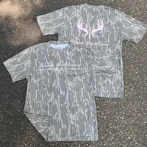 Mossy Oak Bottomland Pink Print Camo T-Shirt, Stylish Graphic Tee, Trendy Outdoor Outfit, Casual Streetwear Style