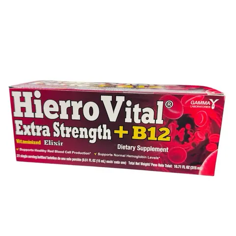 Hierro Vital Forte + B12 Dietary Supplement Elixir Vitaminized Antianemic 21 Bottles Iron Healthcare