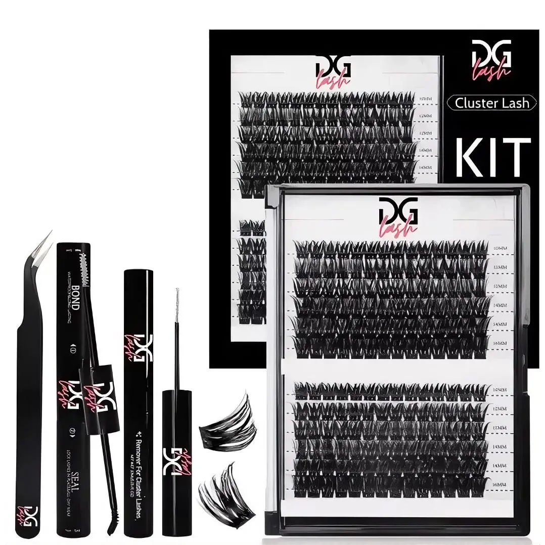 DG Lash Cluster Lash Kit with Bond, Seal, and Tweezers for Easy Application and Long-Lasting Hold