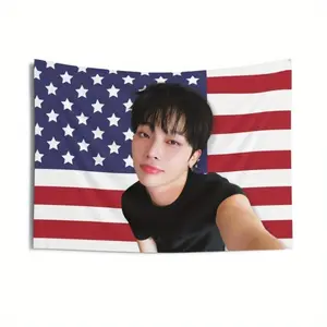 Andteam Nicholas America Flag Kpop Merch - 3x5ft Durable Fabric, Weather-Resistant with Vibrant Stars & Stripes Design, Perfect for Concerts, Outdoor Decor, Birthday Gifts for Kpop Fans, Concert Accessories, Patriotic Decor, Highquality Print