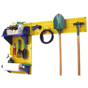 Pegboard Garden Tool Board Organizer Kit - Yellow Pegboard with Accessories