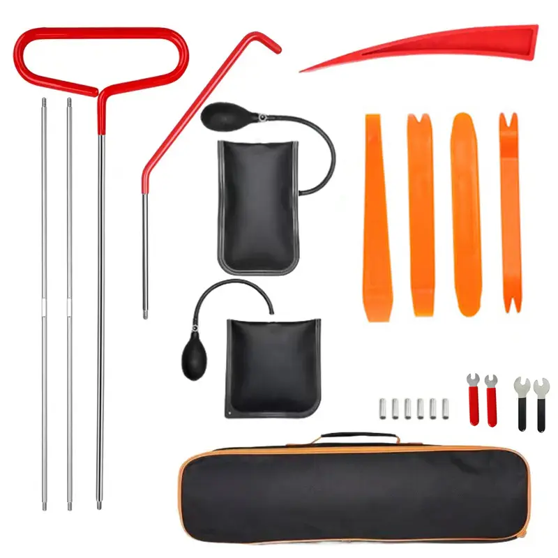 Waterproof stainless steel automotive repair tool set, Emergency Car Fastener Remover Air-Wedge Pump with Storage Bag, Professional Automotive Repair Tools, window and door disassembly tools, Men Gifts, Boyfriend Gift,Father's Day,Tool Gadgets,Red