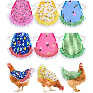 6pcs Chicken Saddle for Hens Printed Wing, Back & Side Feather Protection Promote Healing Apron Vest with Adjustable Elastic Straps, Breathable Canvas for Small Medium Henshen saddle for chickens