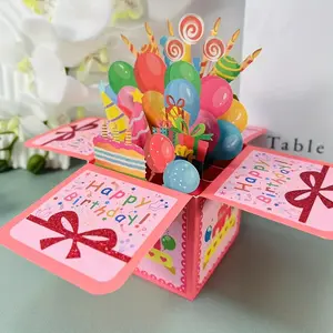3D Pop-Up Birthday Greeting Card with Blank Note and Envelope, Fun Party Cards, Cartoon Theme Perfect for Any Celebration, Ideal Gift for Friends and Family
