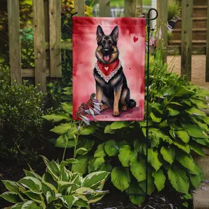 German Shepherd My Valentine Garden Flag Mailbox Flag Decorative Yard Flag Banner Outside Patio Artwork Yard Flower Beds, Garden Size, Multicolor