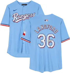 Wyatt Langford Texas Rangers Autographed Cobalt Nike Limtied Jersey - Fanatics Authentic Certified