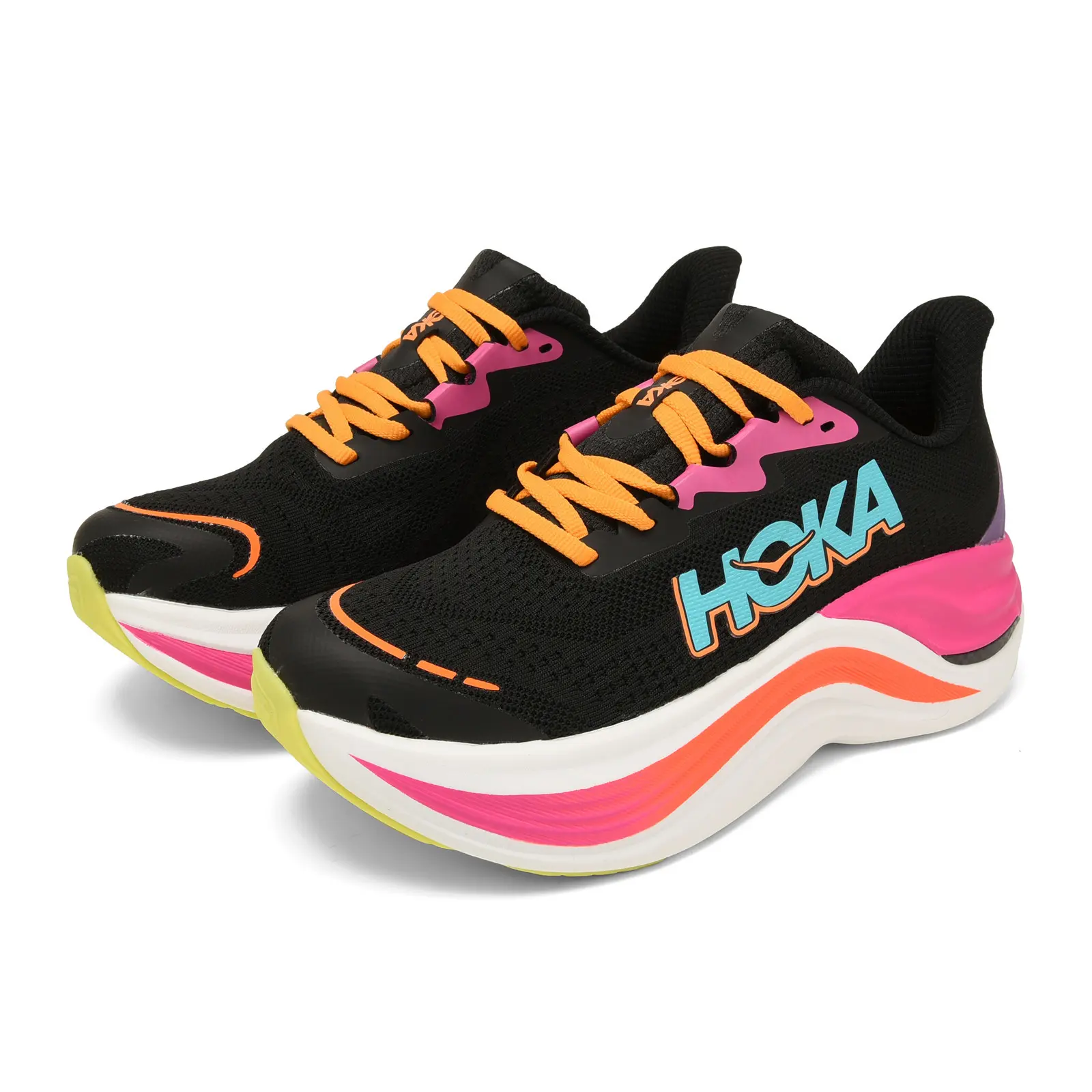 Black Multicolor Flyknit Mesh Thick Cushioned Running Shoes Women Lightweight Outdoor Jogging Fitness Breathable Non Slip Trendy Casual Sneakers