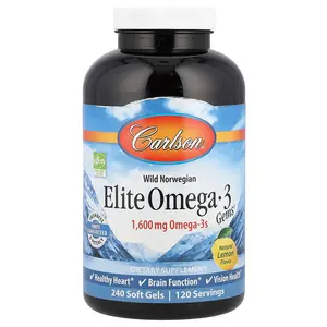 Carlson Wild Norwegian, Elite Omega-3 Gems®, Natural Lemon, 240 Soft Gels