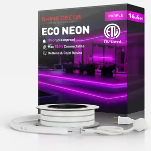 Purple LED Neon Strip Light Flexible Outdoor Waterproof Strip Lights Neon Rope Lights for Home Commercial
